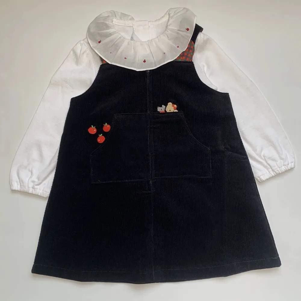 

toddler clothes baby girls clothes autumn dress One year old gift Girl's cartoon embroidered vest dress