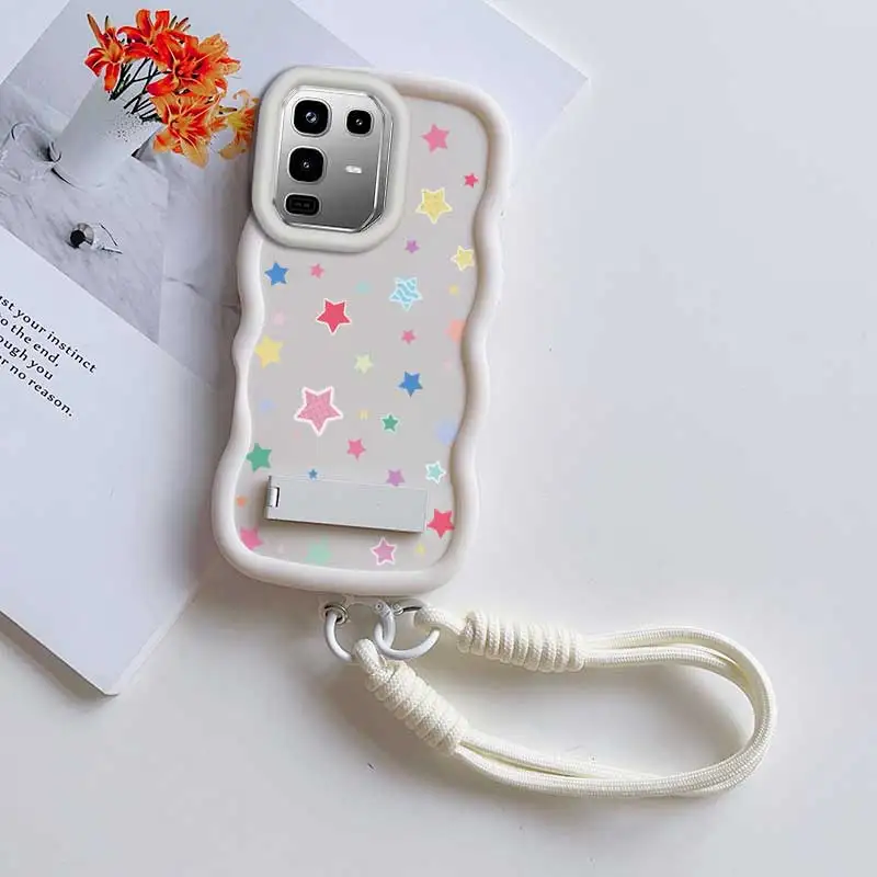 Casing Infinix Note 50 4G Edisi Hiburan, Motif Bintang Warna-warni, Fleksibel, Ringan, Dilengkapi Tali Gantungan dan Penyangga, Ideal Untuk