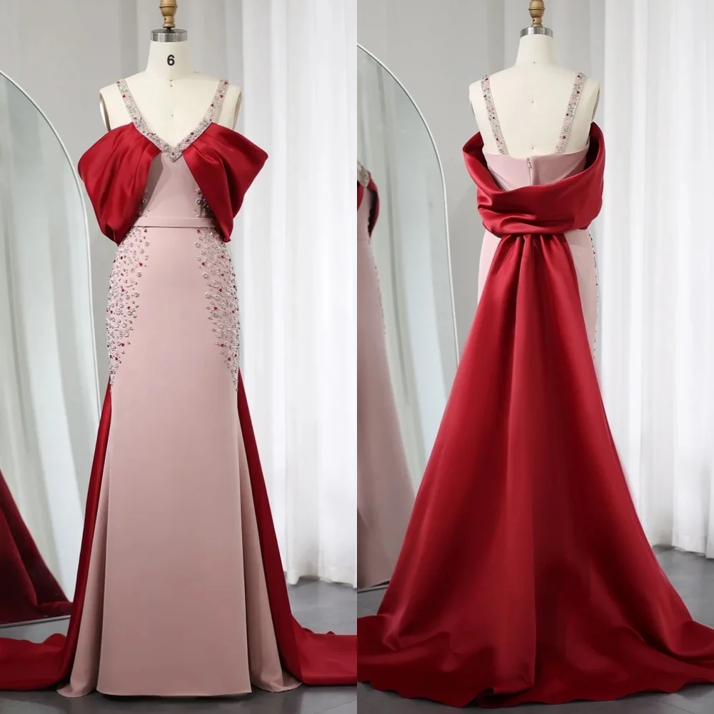 

Длинные платья трапециевидной формы с открытыми плечами в современном стиле из джерси с блестками и складками на заказ