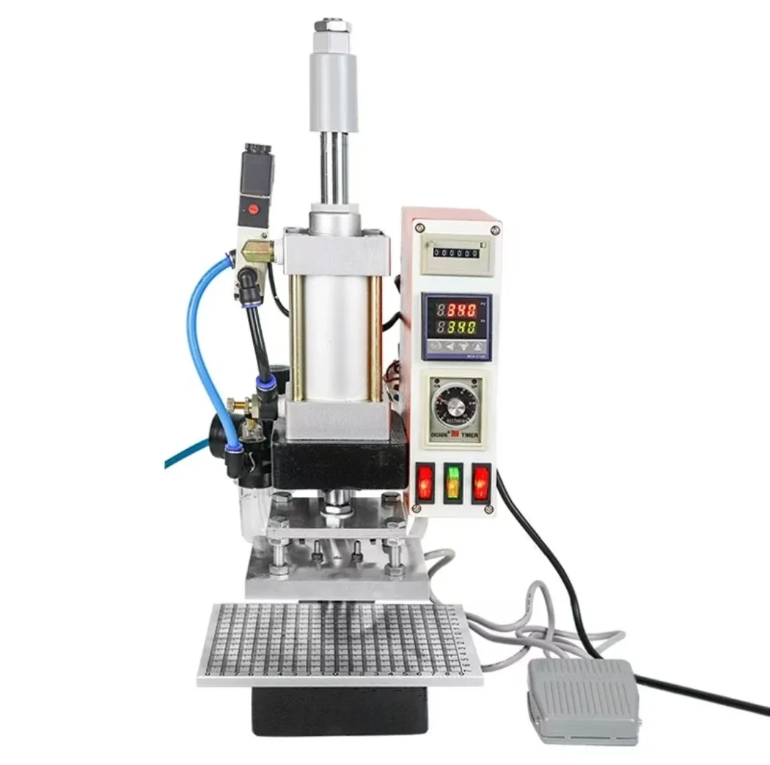 220V/110V Pneumatic Hot Stamping Machine PVC Card Book Leather Paper Wood Custom Logo Embossing Embossers Heat Press Equipment