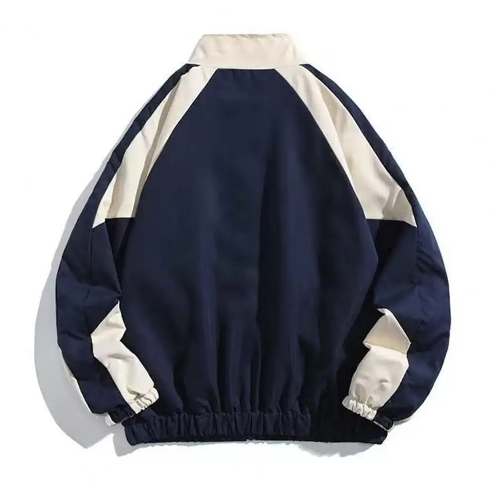 Męska kurtka wiatrówka High Street Hop Style Color Block Kurtka wiatrówka dla mężczyzn Kobiety Stójka Długi rękaw na wiosnę