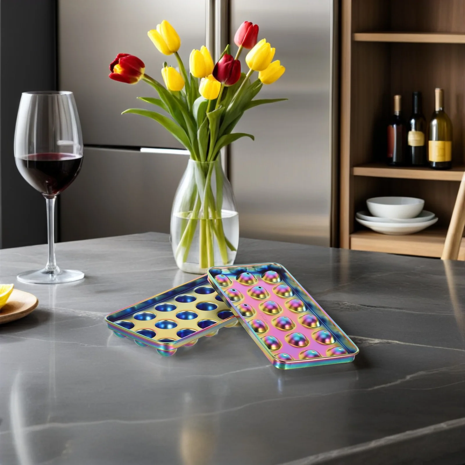 

Stainless Steel Ice Cube Mold Tray Lid Large Capacity Freezing Breastmilk Soup Food Stackable Reusable