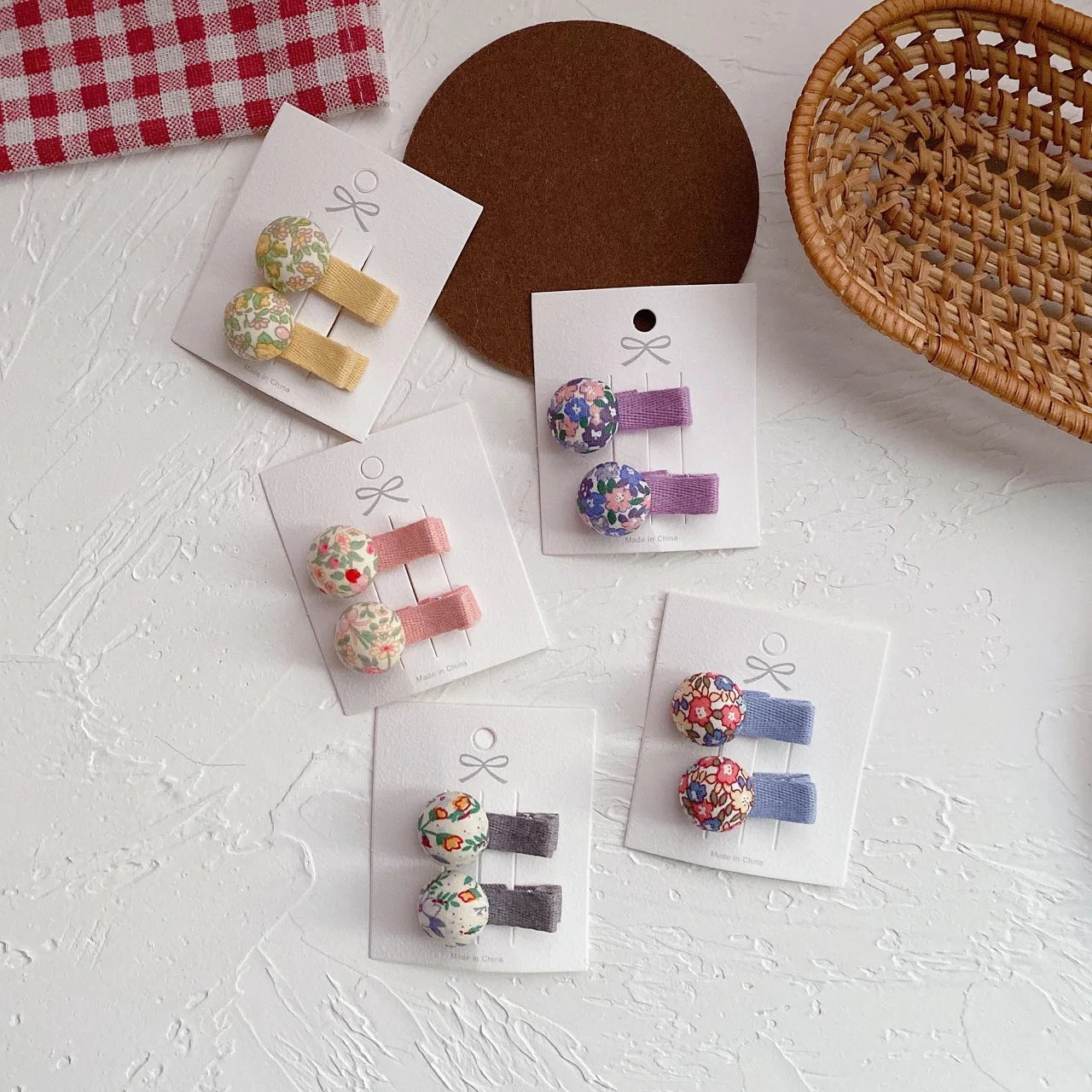 Mini grampos de cabelo coreanos, 2 pacotes de clipes de pressão de tecido floral para meninas, cabelo de bebê, presilhas fofas