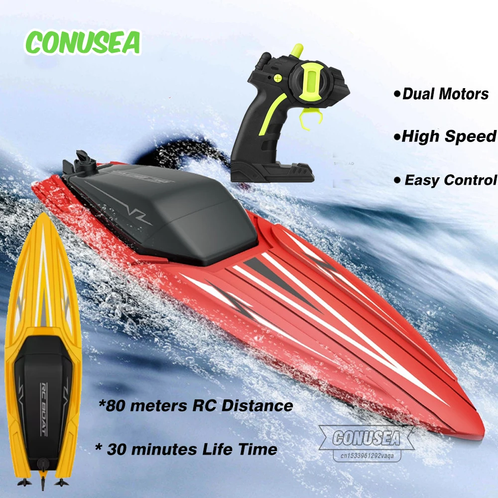 Rc Boat TY2 35cm Large Speedboat High-Speed 2.4G Remote Controlled Ship Swimming Pool Radio Control Water Toy for Boys Kids