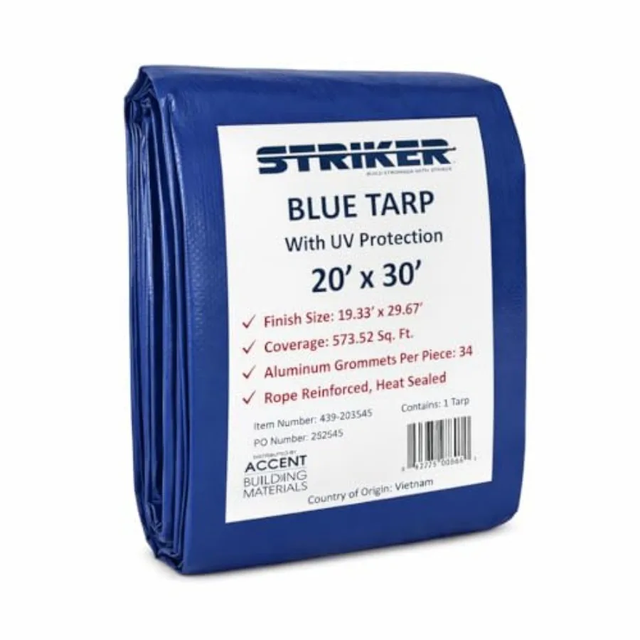 

Tarp - All Purpose PE Cover with UV Protection, 34 Rust-Resistant Grommets, and Rope-Reinforced Edges