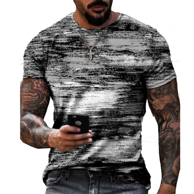 Summer Graffiti 3D Print Men\'s T Shirts Streetwear Polyester Crew Neck Short Sleeved Tops Casual Loose T-Shirts Men Clothing 6XL