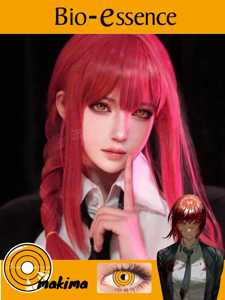 Bio-essence, 1 par de lentes de contacto para Cosplay, accesorios de Anime para ojos, lentes Makima, motosierra para hombre, lentes Asa Mitaka