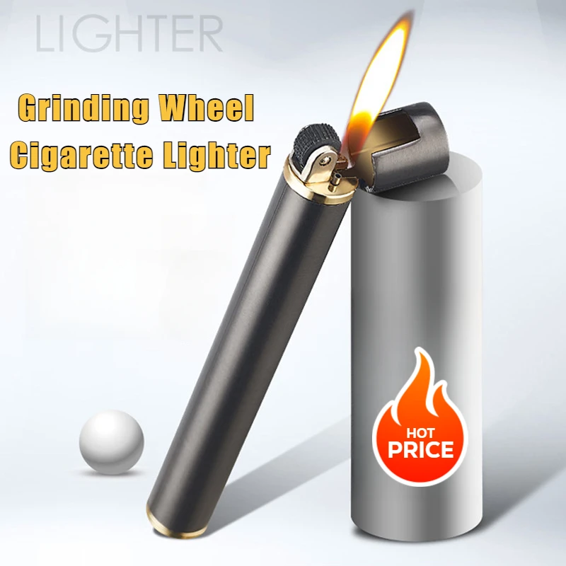 

Column Cigarette Lighter Creative Grinding Wheel Open Flame Cigarette Lighters & Smoking Accessorie Cigar Ignition Factory Sales
