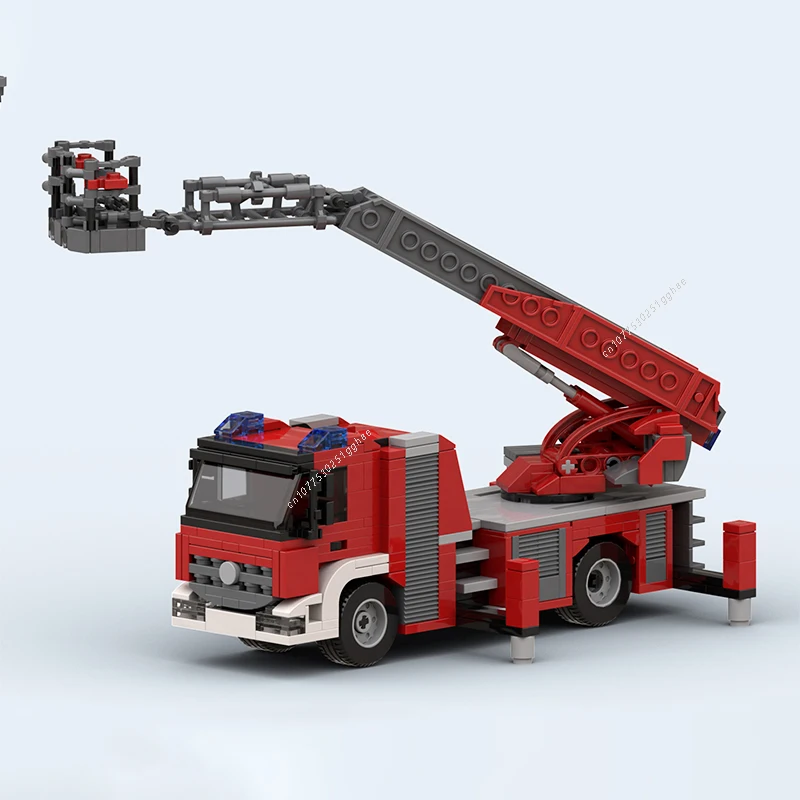 MOC Building Blocks City Vehicle Multifunctional Fire Ladder Truck Model Bricks Sets Assemble Display Children's Toys Gifts