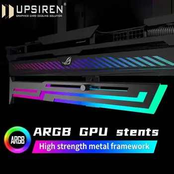 UPSIRNE ARGB AURA SYNC 컴퓨터 그래픽 카드 브래킷, 높이 조절 가능, 5V 3PIN, VGA 브래킷 