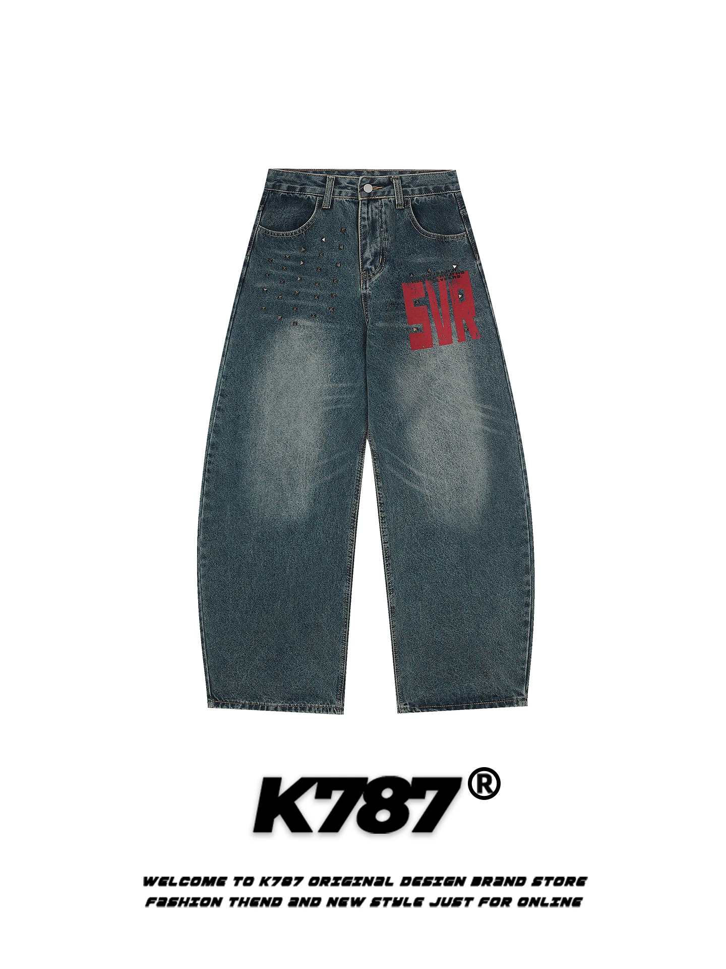 

American Retro K787 High Waist Wide Leg Jeans Men Women Loose Fit Casual Floor Length Pants Cotton Polyester Spring Season