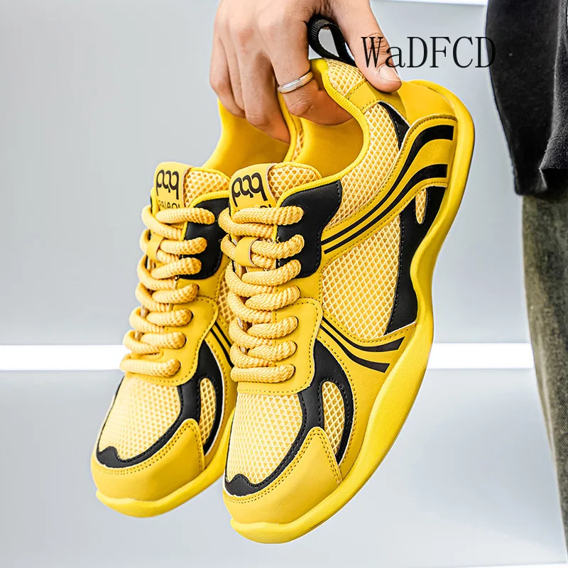 

Кроссовки, повседневные мужские дизайнерские легкие спортивные туфли, модные кожаные дышащие туфли на плоской подошве с сеткой, трендовые легко подходящие туфли для вождения