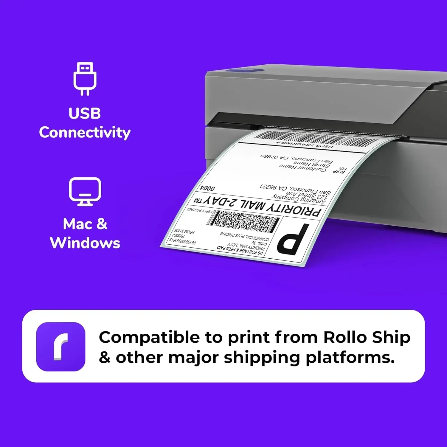 Shipping Label Printer - Commercial Grade Thermal Label Printer for Shipping Packages