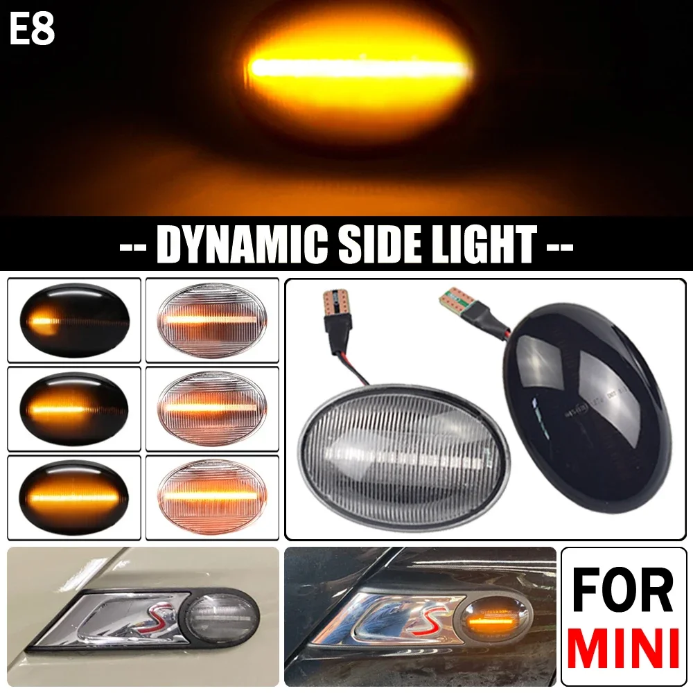 2PCS Flowing Turn Signal Light Dynamic LED Side Marker Side Indicator Blinker for BMW MINI Cooper R55 R56 R57 R58 R59 2007-2013