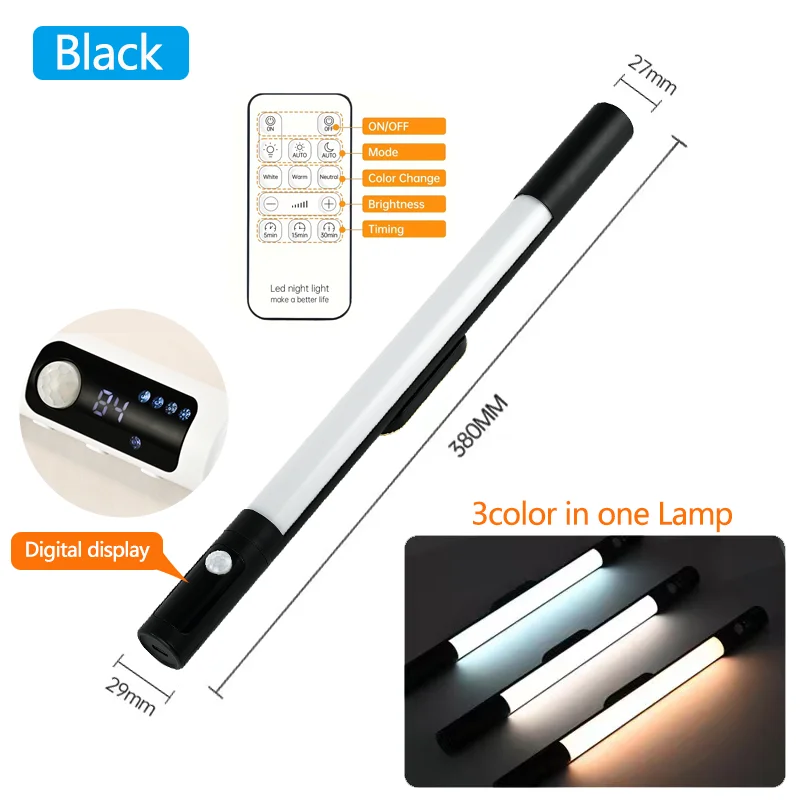 Pzsunly Motion Sensor Night Light Type-C Rechargeable LED Display 3