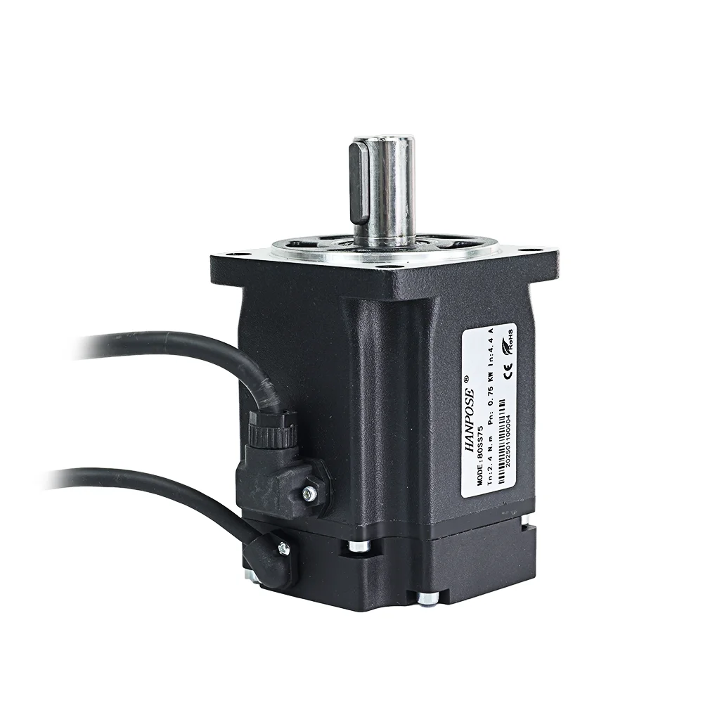 

Hanpose High Performance 80ss75 Smooth Performance Fast Speed Constant Torque 2.4n.M 4.4a 3000-6000rpm Ac Servo Motor 750w