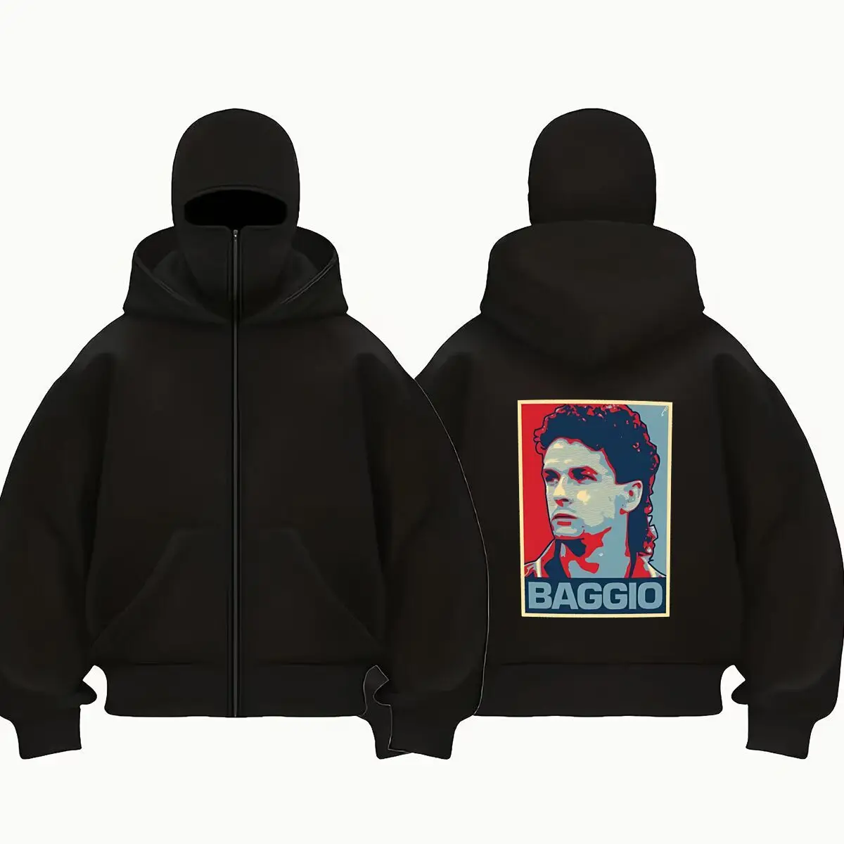 سويت شيرت روبرتو باجيو بوب بتصميم جديد فضفاض للرجال بطبقة مزدوجة لخريف وشتاء