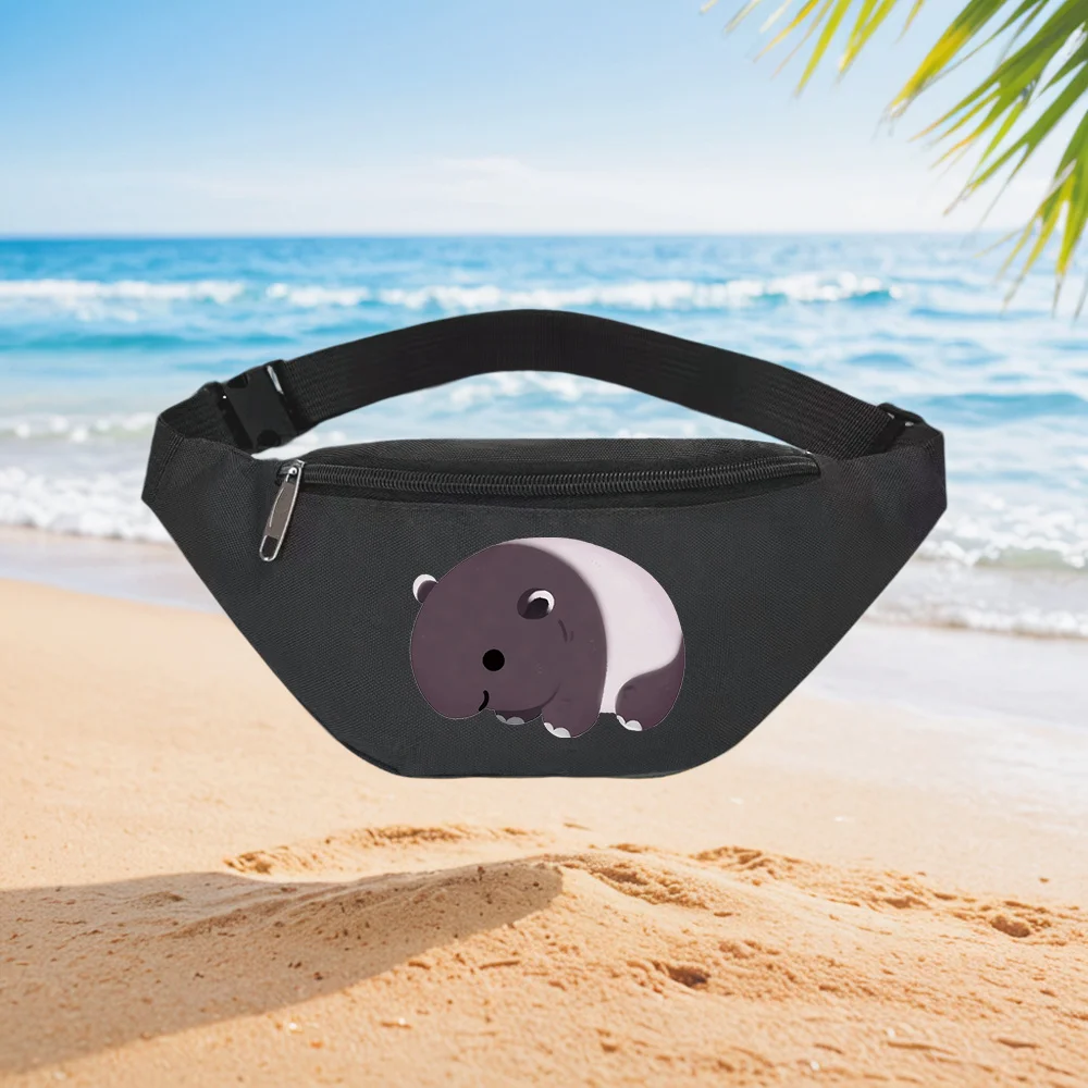 

Cute Hippopotamus Cartoon Design Waist Backpack Crossbody Chest Bag Street Casual Sporty Fashionable Simple Unique Printed Desig