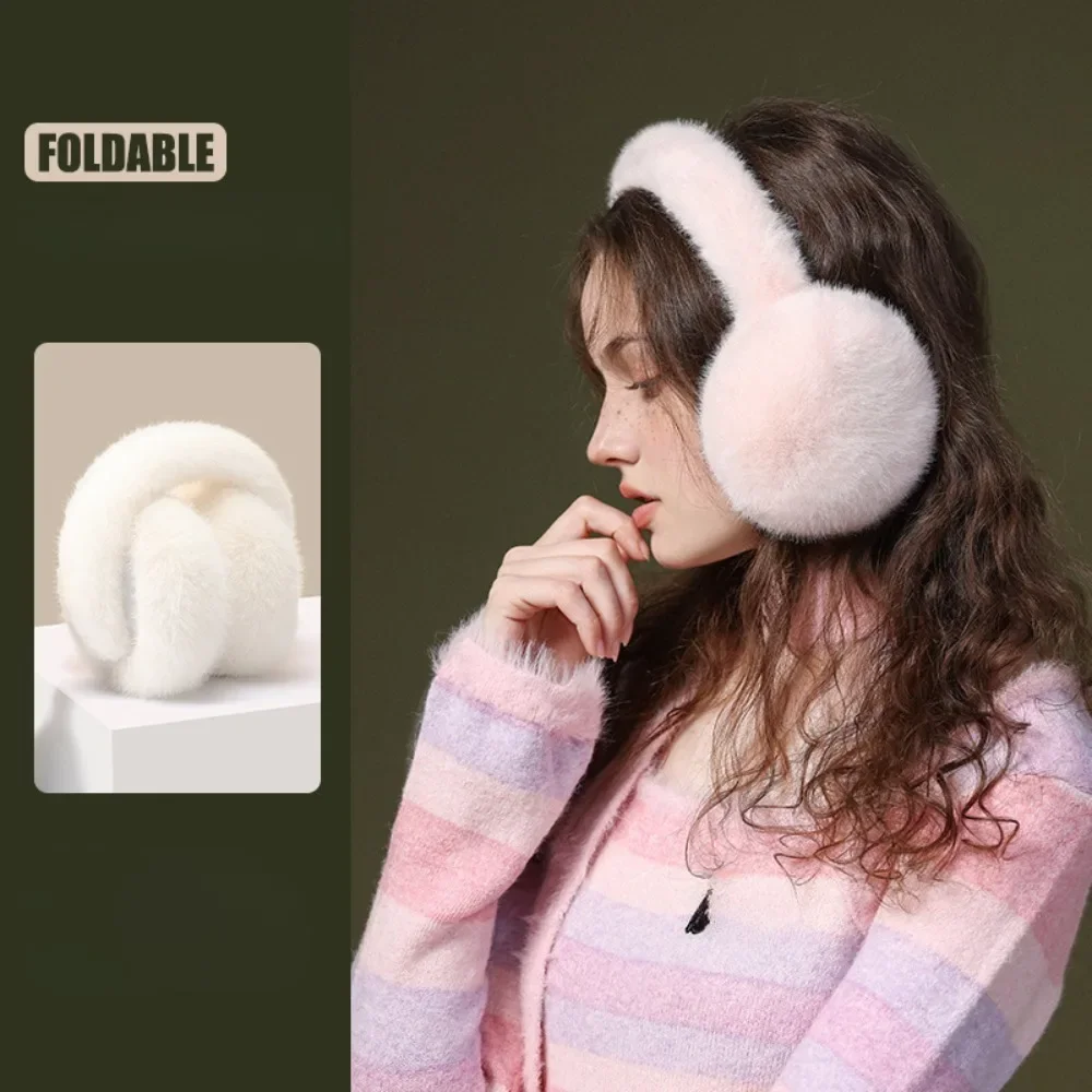 

Winter Warm Earmuffs Soft Plush Ear Warmer Fashion Ear Cover Outdoor Cold Protection Solid Color Ear-Muffs Folding Earflap