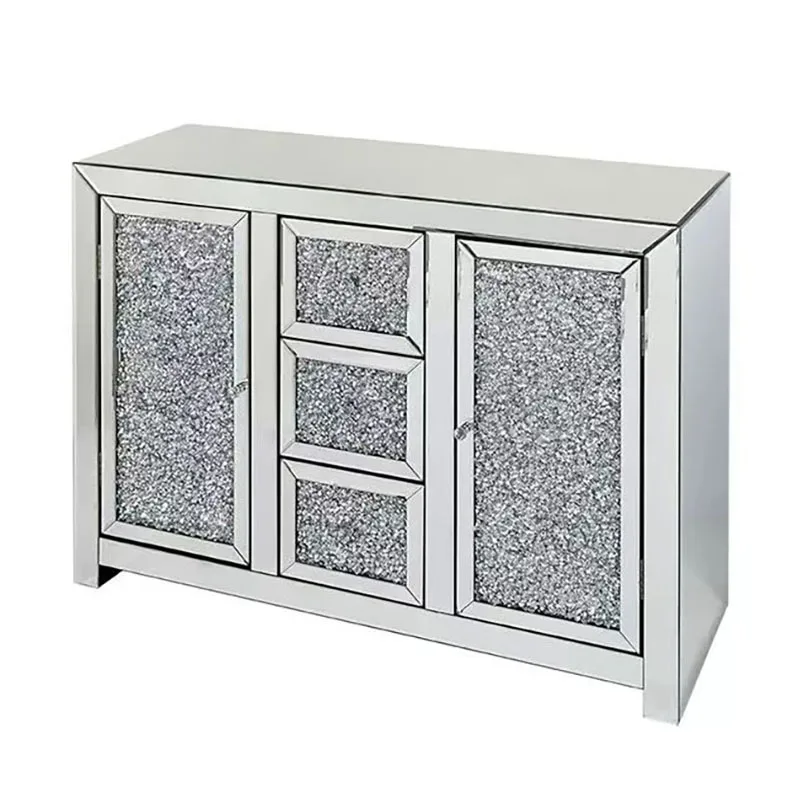 #Simple silver glass mirror rhinestone dining side cabinet, locker, porch