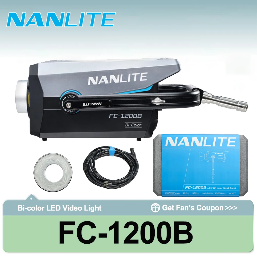 Nanlite FC-1200B Bi-color LED Spotlight 2700-6500K CRI 96 TLCI98 Bowens Mount Video Light Built-in 12 Special Effets