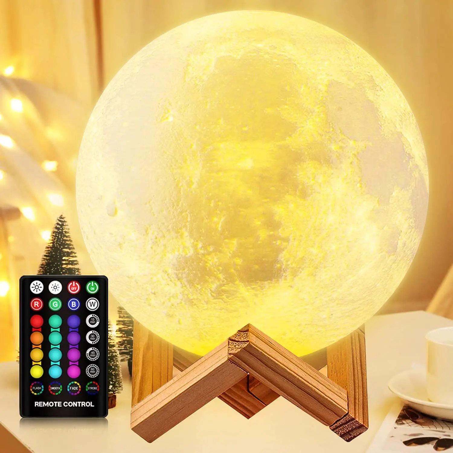 ZK30 Lampu Bulan Anak-anak Lampu Malam Lampu Galaxy 16 Warna LED 3D Lampu Bulan Sentuh Remote Control Hadiah Isi Ulang untuk Anak Perempuan Laki-laki