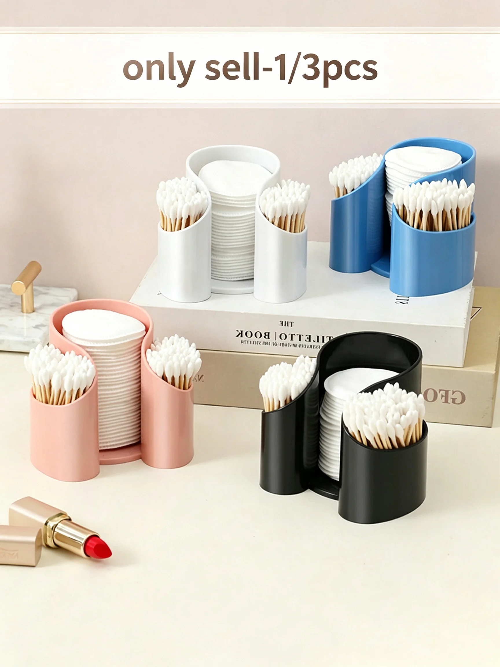 1/3 Piece Set Plastic Cotton Swab Holder Bathroom Mat Organizer Toothpick Cup Storage Box Makeup Remover Disposable Cup Holder P