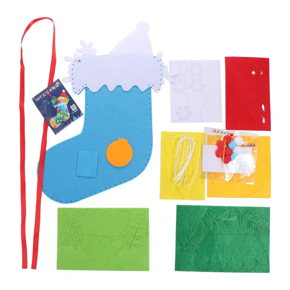 Non-woven Fabric DIY Christmas Stocking Snowman Santa Claus Xmas Non-Woven Socks Handmade Christmas Tree Portable Elk Xmas Bag