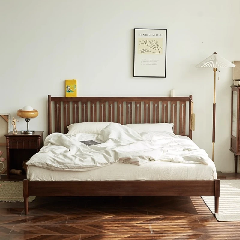 

Bellflower Windsor bed Solid wood bed Nordic 1.5 Single master bedroom 1.8 meters Double bed Black walnut furniture