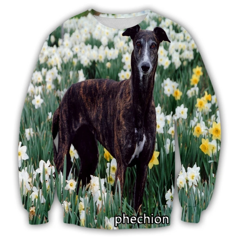 

phechion New Fashion Men/Women's Animal Greyhound 3D Printed Long Sleeve Clothing Casual Sport Streetwear Pullover S60