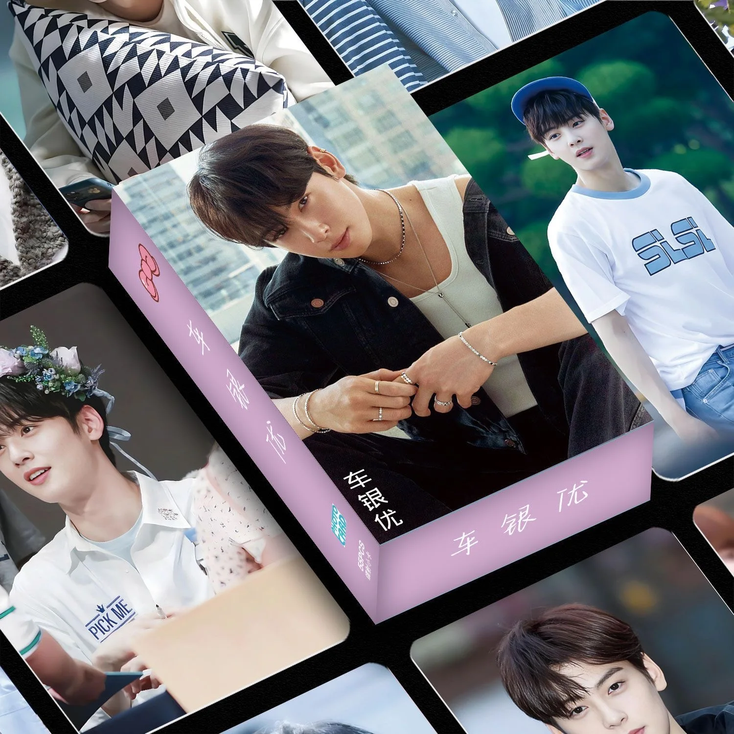 

55PCS Cha Eun‑woo Holographic LOMO Photocards Set, Korean Star Fans Collectible Gift