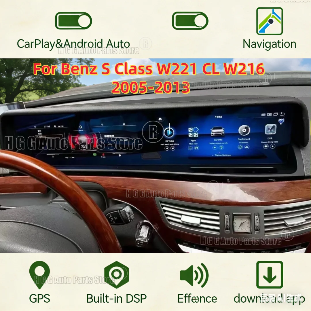 

Автомагнитола для Mercedes-Benz S-класса W221 CL W216 2005-2013 с двумя экранами, мультимедийный видеоплеер, GPS-навигация, CarPlay