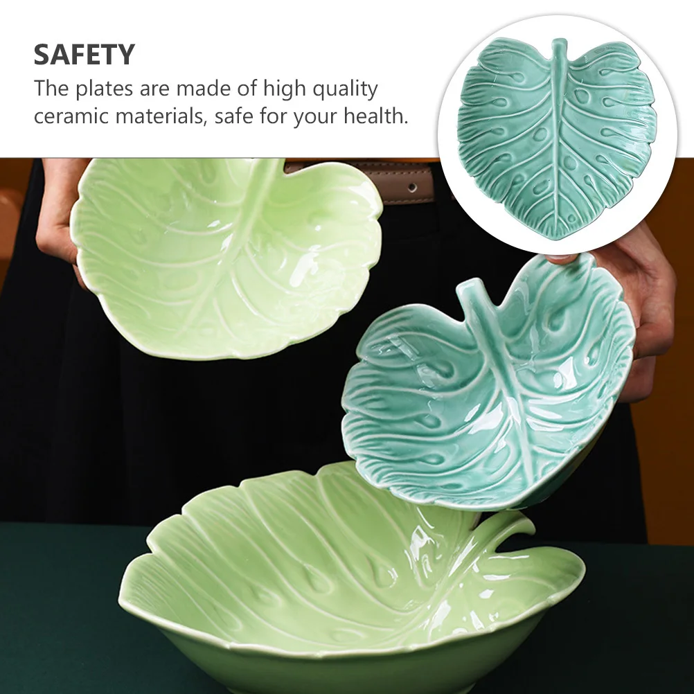 

1Pcs Fruit Plate Unique Leaf Shape Ceramic Food Tray Party Dessert Storage Home Serving Tray Storage Plate Home Supply