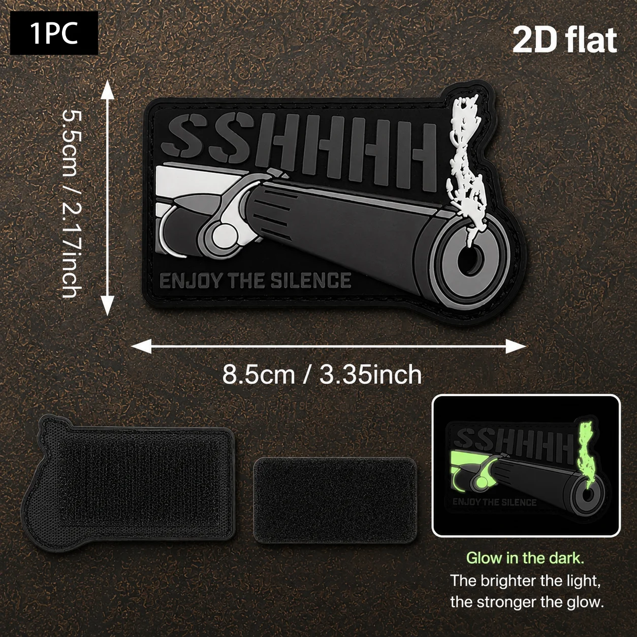 2D Flat Silent Tactical Shaped Pvc Material Decorative Velcro Patch with Multi-Gray Color Contrast, 3D Embossed Luminous Smoke-Effect Bold Letters, Wear-Resistant Pvc Material, Reusable and Removable, Available in Various Sizes, 1Pc/2Pcs/3Pcs, Suitable for Tactical Vests and Various Fabric Gear, Velcro Patch with Free Backing
