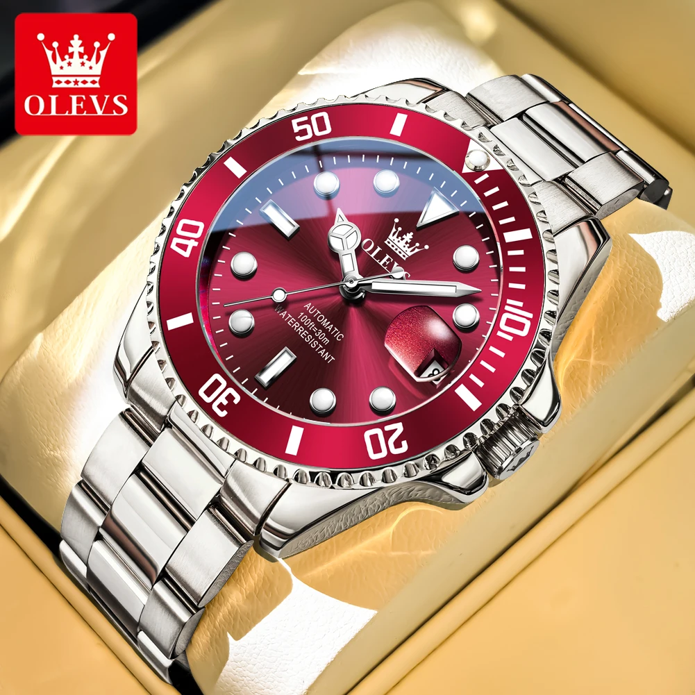 

OLEVS Brand New High Quality Men Mechanical Watch for Men Stainless Steel Waterproof HD Luminous Date Automatic Watches Mens