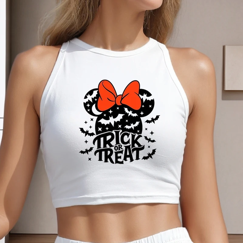 

Disney Halloween Woman Clothing SleevelessTees New Cartoon Female Printed Mickey Tops T Shirt Y2k Custom Tanks Camis ﻿Clothes