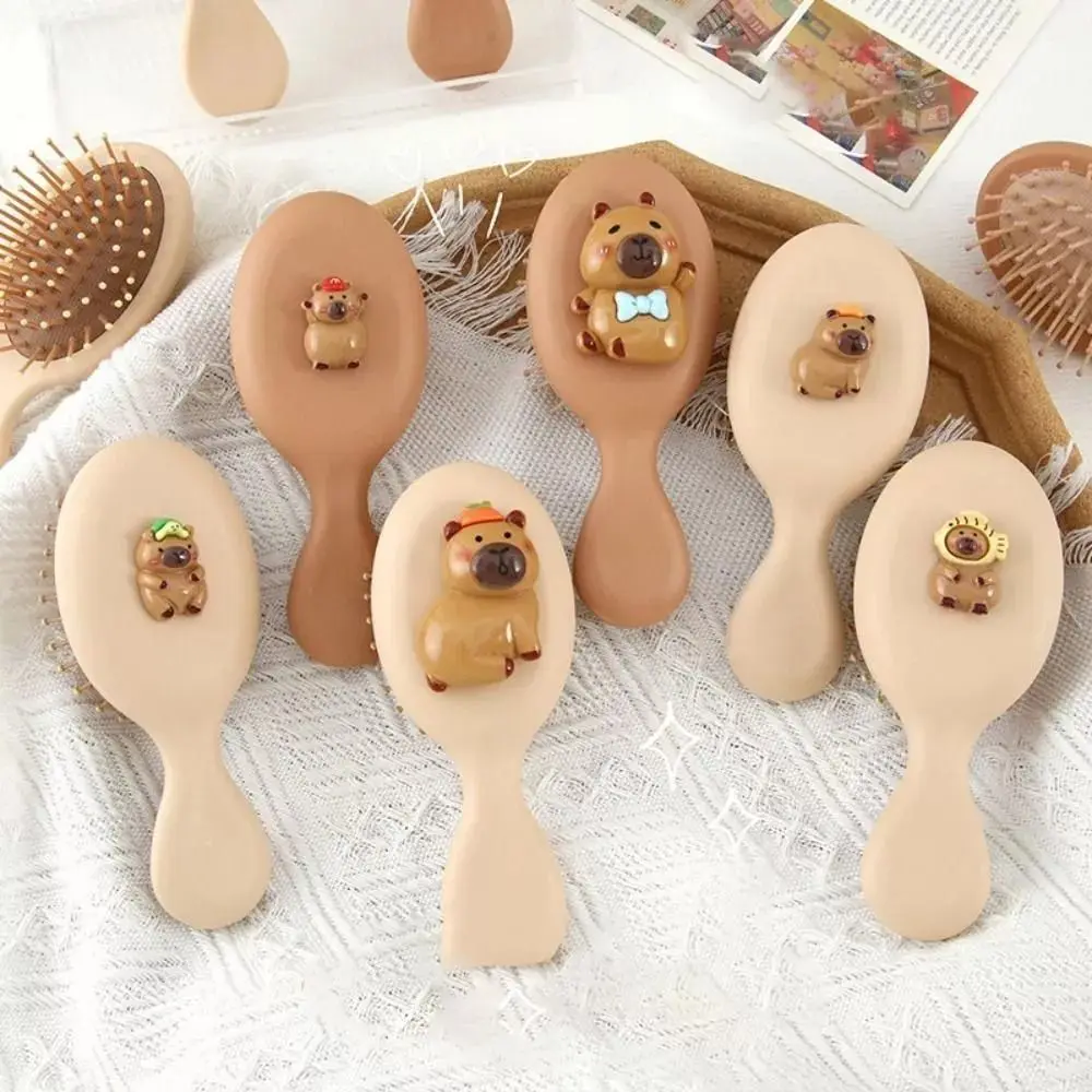 1PC Plastic Cartoon Capybara Air Cushion Comb Portable Cute Hair Combs Kapibala Airbag Comb Hair Styling Accessories