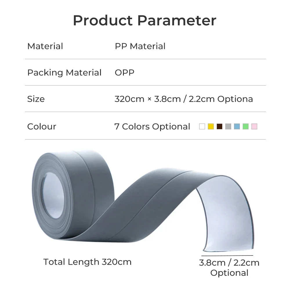 ПВХ уплотнительная лента, лента для ванной комнаты, туалета, самоклеящаяся Водонепроницаемая плесенеустойчивая лента для кухни, раковины, углов стен