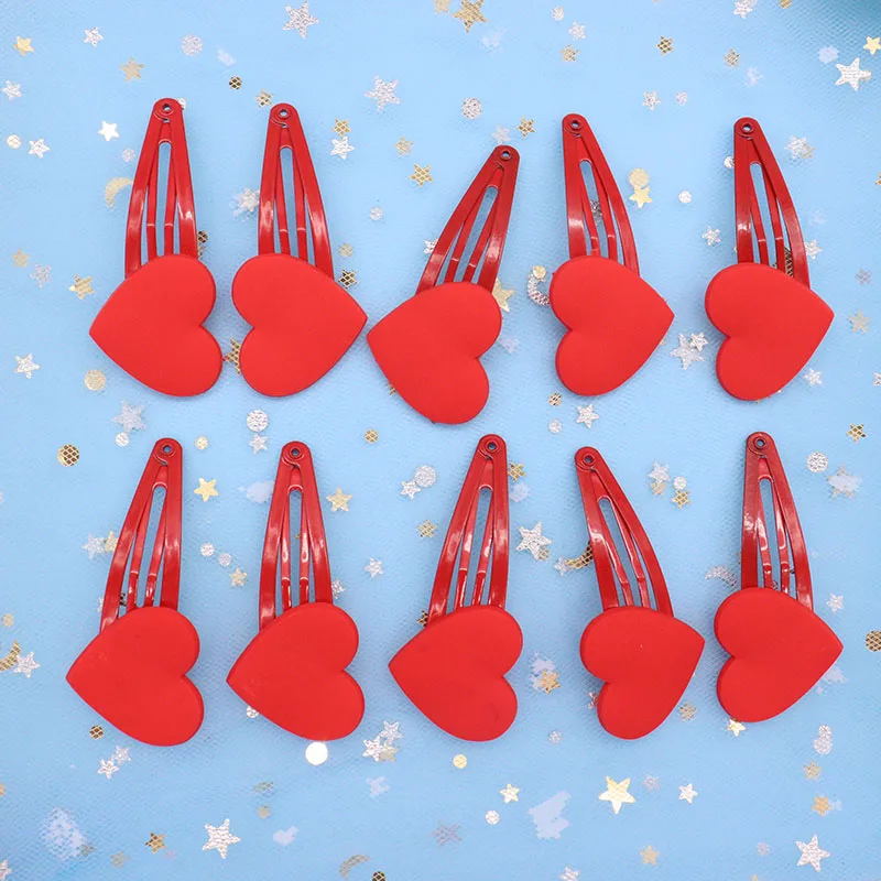 2Pcs/Set Fashion Red Heart Children Badges Hair Pins Cute Hairpins Hair Clips Headwear Barrette Baby Girls Kids Hair Accessories