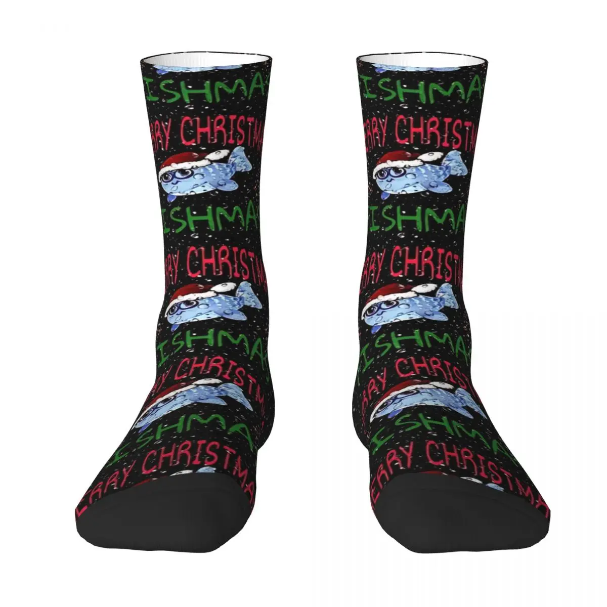 Merry Christmas Fishmas Fisherman Fishing Unisex Winter Socks Running Happy Socks Street Style Crazy Sock