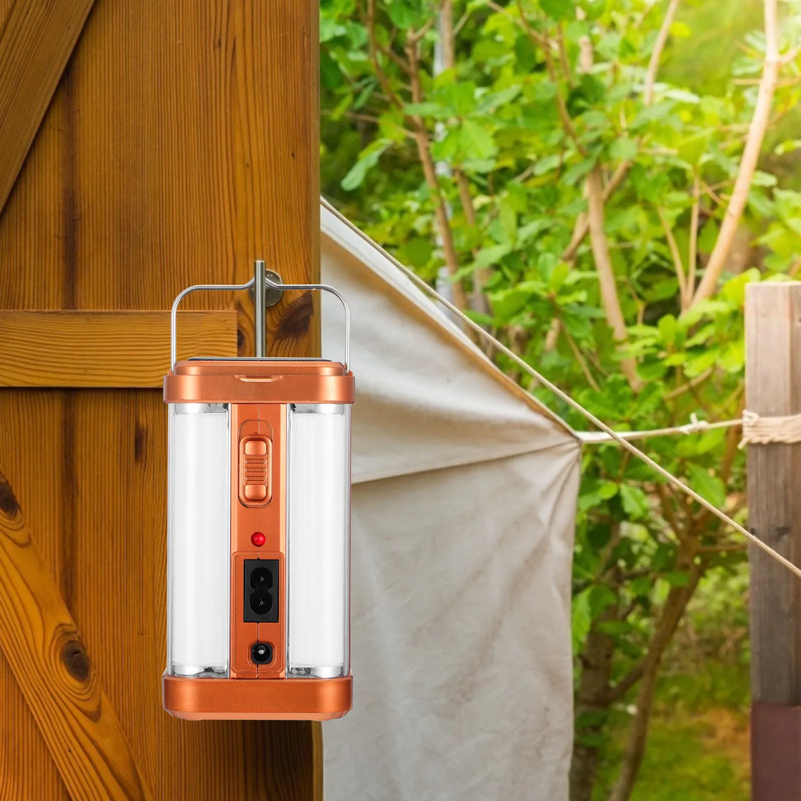 1 قطعة مصباح التخييم في الهواء الطلق المحمولة تعمل بالطاقة الشمسية النحاس أربعة جوانب الإضاءة المحمولة سطوع عالية مصباح التخييم في الهواء الطلق