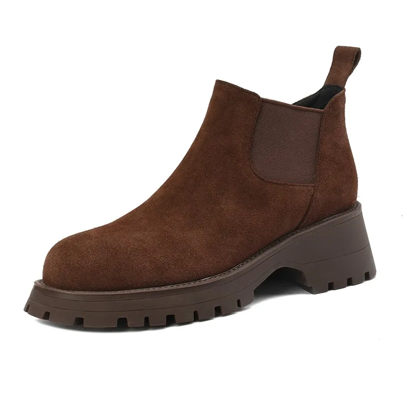AIYUQI Women's Chelsea Boots Genuine Leather 2026 New  Chimney Short Female Boots Large Size Platform Women's Ankle Boots
