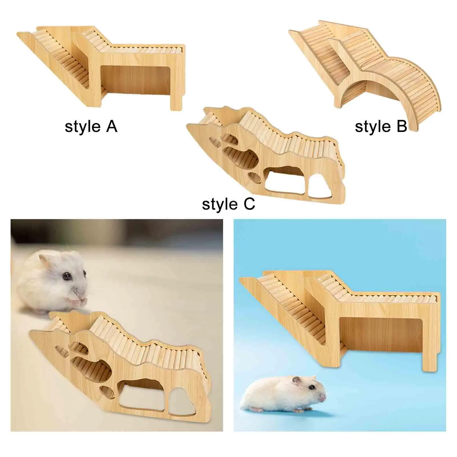 Wasbaar Hamster Schuilplaats Houten Hamsterhuis met Klimladder Klein Huisdier Kasteel Huis voor Dwerg Muizen Gerbils Kleine Huisdieren