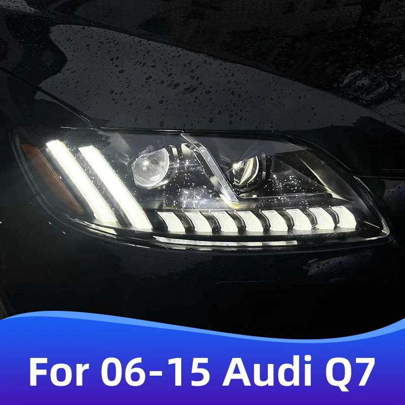 Car Lights for  Audi Q7 Headlight Assembly For 2006-2015 Audi Q7  refit Audi Q8 style LED Day Running Light streamer turn signal