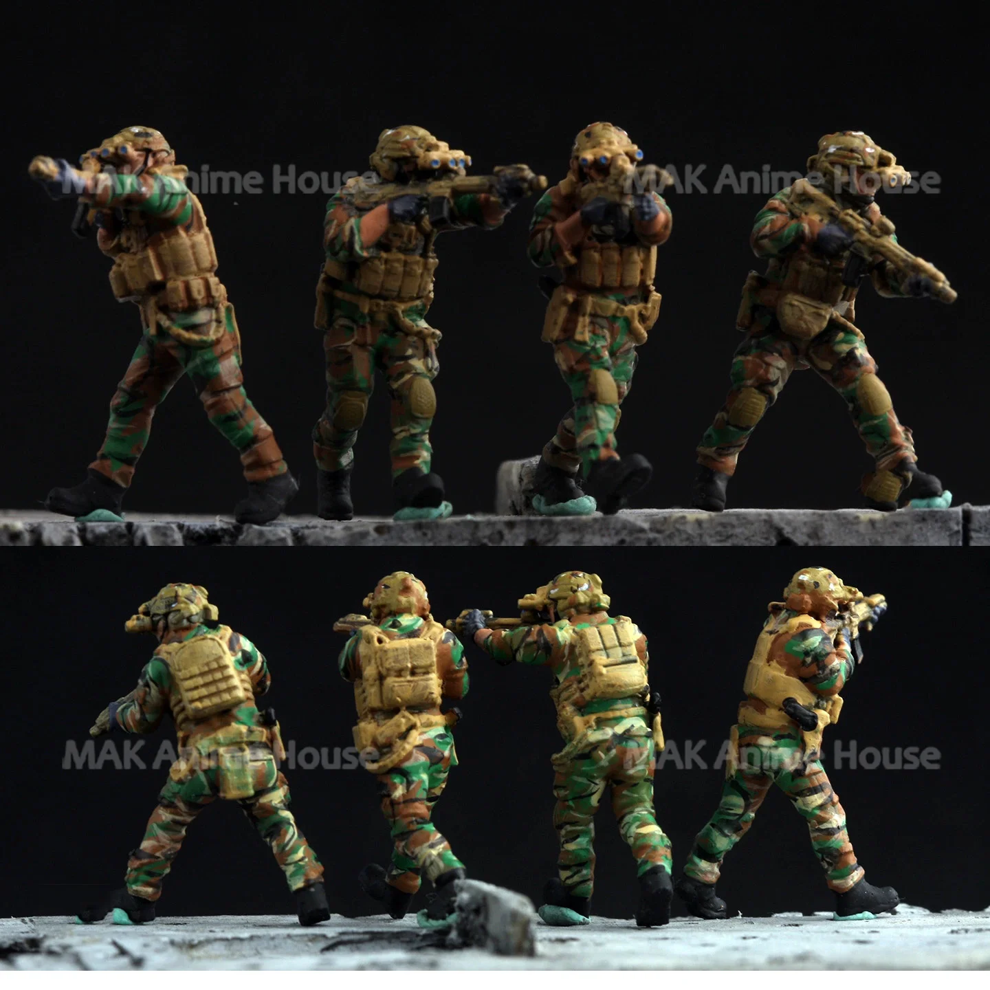

Painted Miniatures 1/72 4 Members Of The US Marine Corps Special Task Force War Scene Figure Doll Model For Car Toys