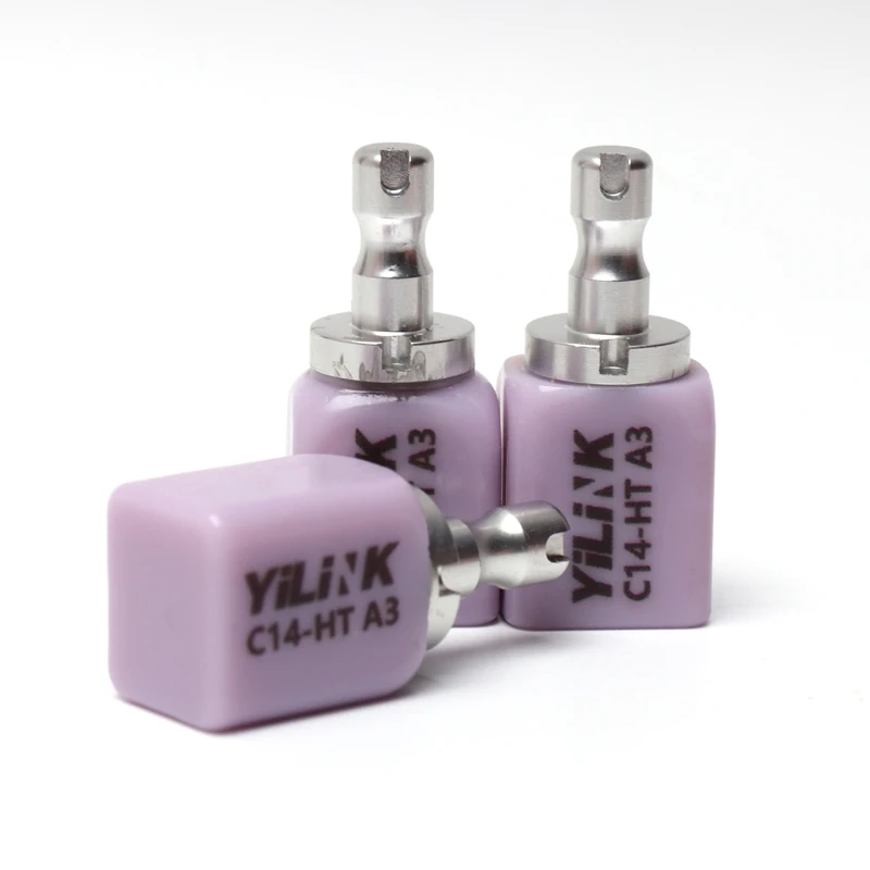 5 Pieces Yilink Dental New Updated C14 Lithium Disilicate Blocks Emax Glass Ceramic HT MT LT For Veneers, Single Crowns