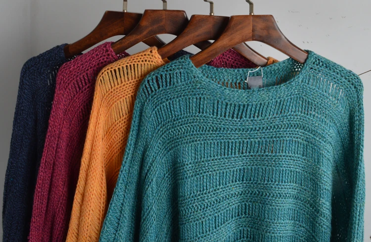 

Cozy Knitted Wool Sweater round Ne Pure Color Cape Sle Women's Faion Lazy Sle Warmth Autumn Season Ladies Knitwear