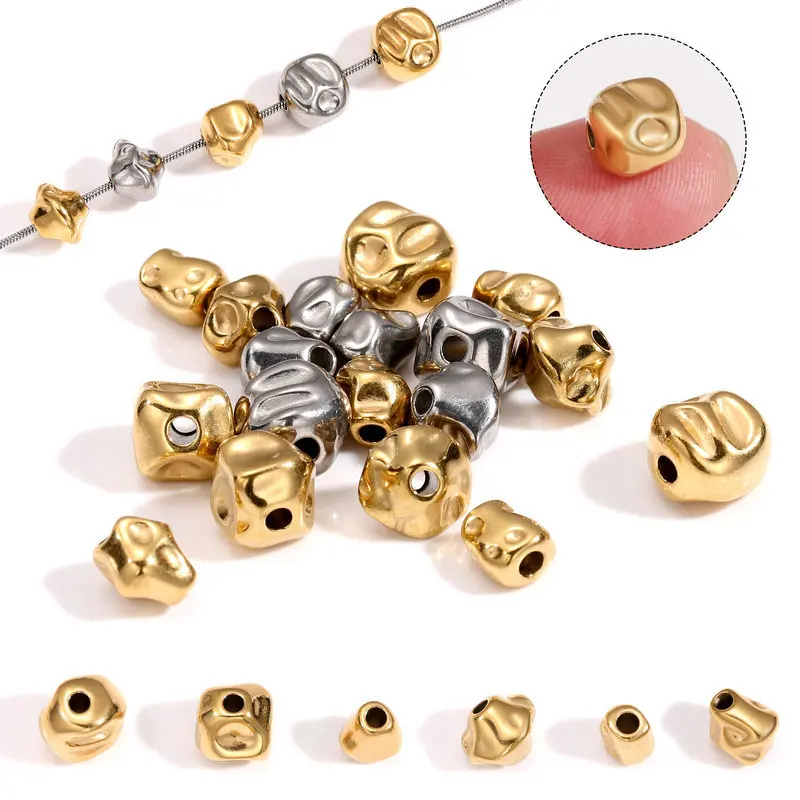 

Stainless Steel Irregular Stone Spacer Bead Through-Hole DIY Handmade Jewelry Accessories Beading