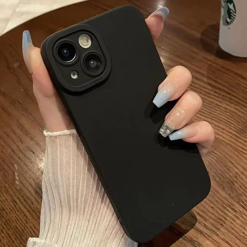 Matte Soft Phone Case for iPhone 16 15 14 Pro Max 12 13 Mini 11Pro XS XR 7 8 Plus Lens Protection Shockproof Cover