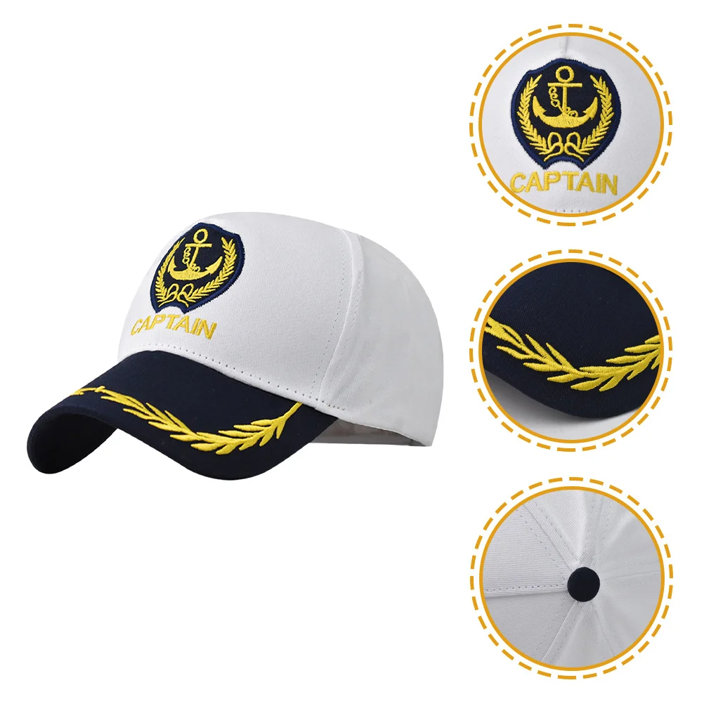 

2Pcs Captains Hats Breathable Adjustable Baseball Caps for Beach Vacation Sailing Yacht Outfit Women Boating Accessories